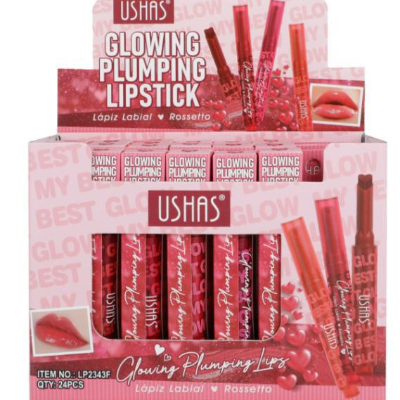 (Display Box)USHAS cross-border European and American wholesale Hot sale double-headed matte beginner's non-stick cup waterproof heart-shaped lipstick full figure