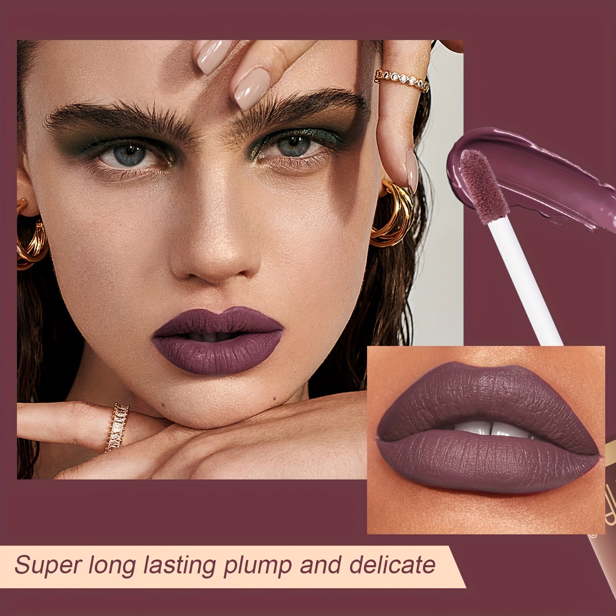 USHAS Amazon's best-selling chocolate lip gloss non-stick cup long-lasting lipstick matte Lipstick 3-piece set Specification drawing