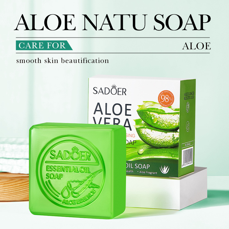 All English SADOER aloe vera natural soap, handmade soap, essential oil soap, Facial Cleansing soap, cleaning soap cross-border export wholesale details Picture