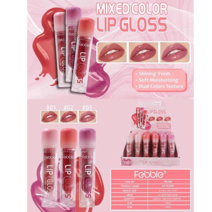 (Display Box)Febble cross-border Amazon Bestseller: Long-lasting Brightening, Moisturizing and Nourishing Lip Gloss FBC048 full figure