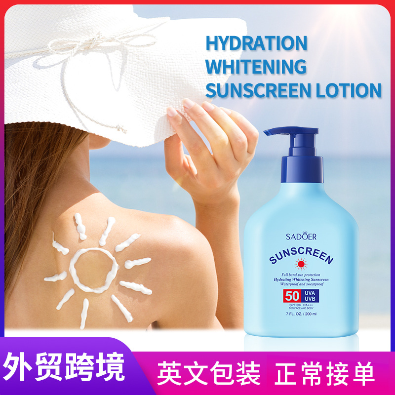 Cross-border export wholesale of all-English SADOER Hydrating, whitening and sunscreen Lotion full figure