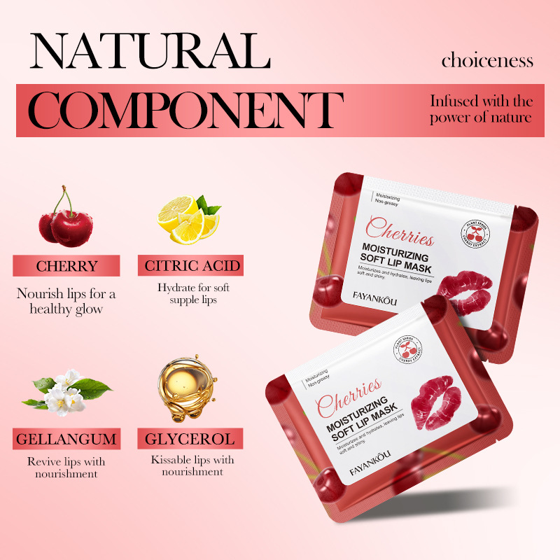 All-english FAYANKOU Cherry Moisturizing Lip Mask, lip moisturizing and hydrating Crystal lip mask, cross-border export Specification drawing