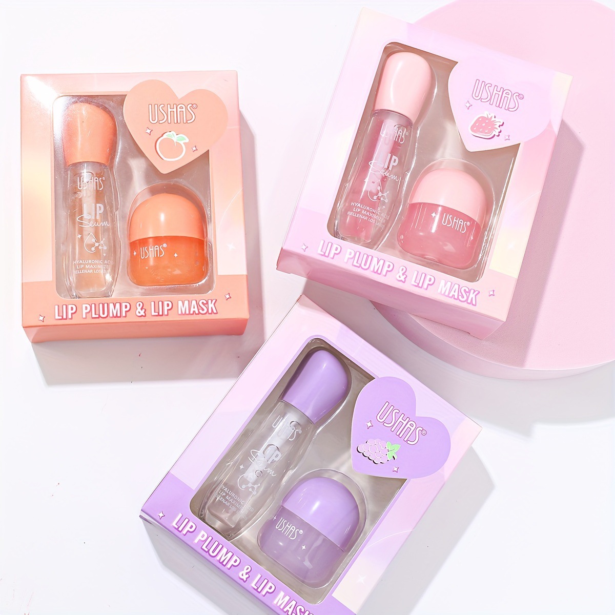 USHAS European and American cross-border Stock Lip Gloss + Lip Mask Set: High Gloss Moisturizing and Hydrating Lip Gloss US001 Specification drawing