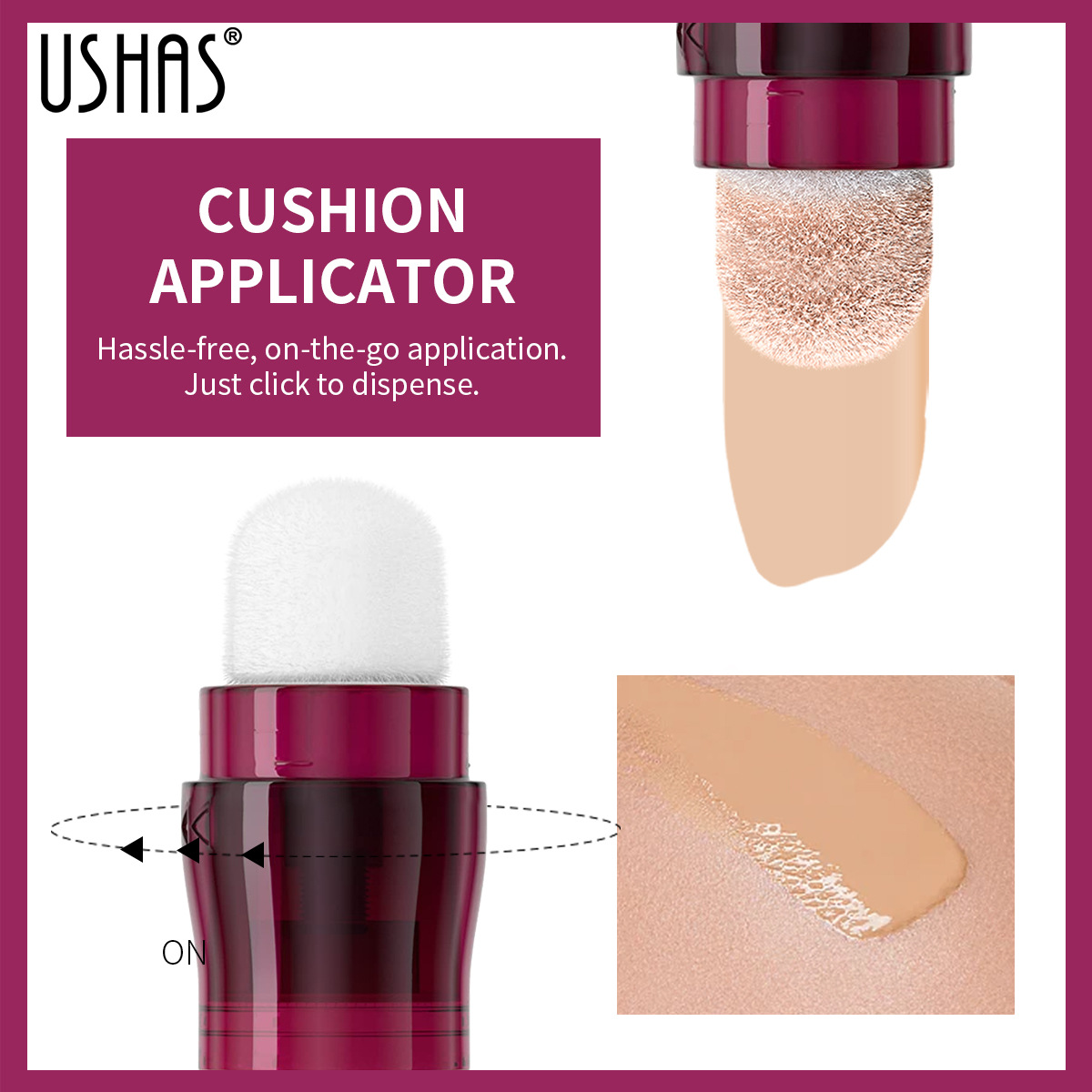 USHAS Cross-border 12-color Sponge Head Foundation, long-lasting concealer, Non-smudging, Waterproof Concealer Specification drawing