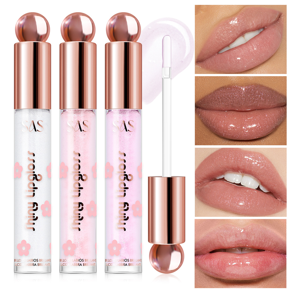 (Display Box) SAS Cross-border in-Stock Bestseller Amazon Flash Pearl Lip Gloss Moisturizing Lipstick, 24 pieces per box details Picture