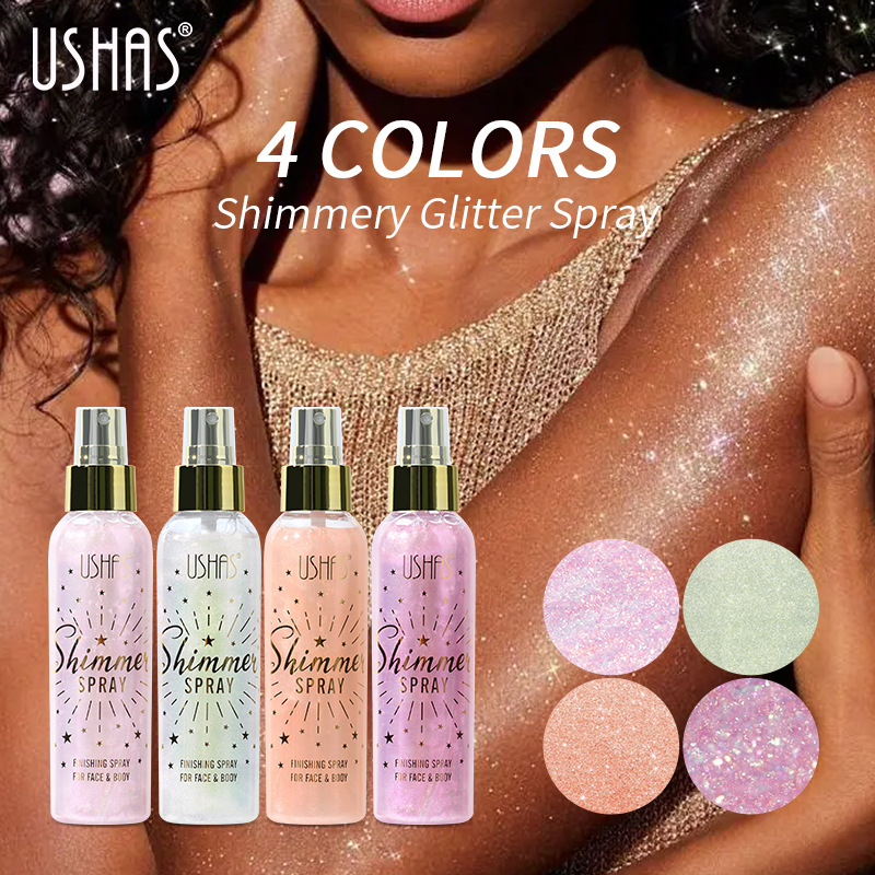 USHAS cross-border stock pearlescent Setting spray for Europe and America, long-lasting setting, waterproof, sweat-proof, no makeup smudging, no loose powder or flaking Specification drawing