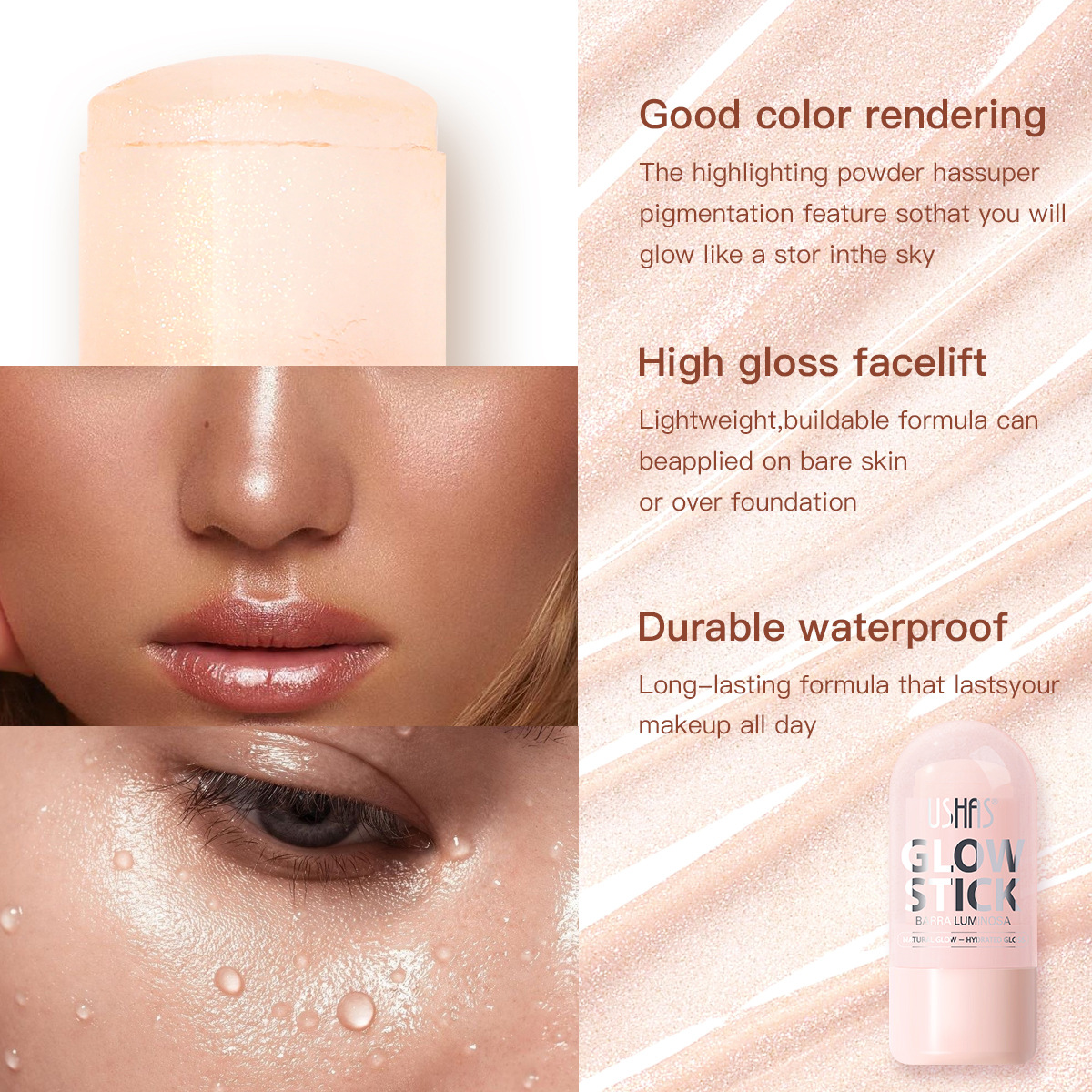 USHAS Beauty's cross-border bestseller Moisturizing Lip Mask is in stock and selling well. Wholesale of high-gloss sticks UC135 Specification drawing