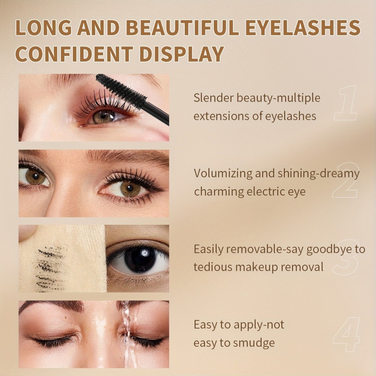 USHAS cross-border stock mascara for Europe and America: Waterproof, non-smudging, long, thick and curled eyelashes SAC056 details Picture