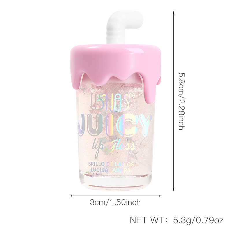 USHAS Amazon's best-selling cross-border moisturizing lip gloss, long-lasting moisture, transparent lip gloss and lip gloss, non-stick cup Item Picture
