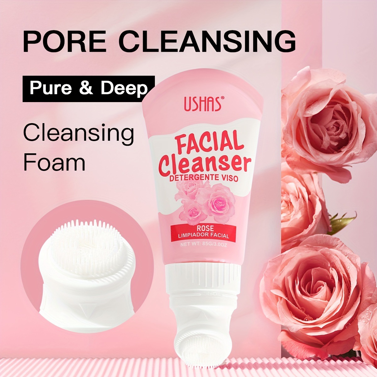 USHAS cross-border stock Cleansing foam Facial Cleanser from Europe and America, Deep Cleansing, gentle and skin-friendly HA315-HA317 Specification drawing
