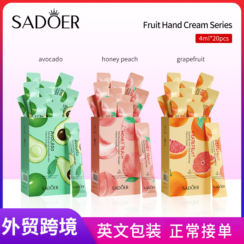 Cross-border wholesale of SADOER avocado, peach and grapefruit hand cream and fruit hand cream in English full figure