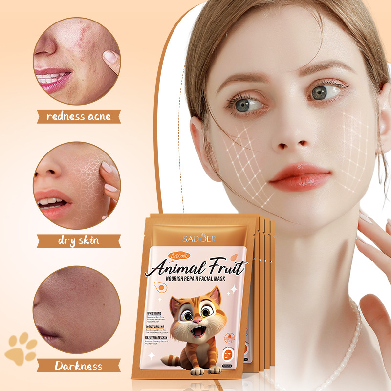 Cross-border export wholesale of SADOER cat avocado Nourishing Repair Mask and Hydrating Moisturizing Mask in full English Specification drawing
