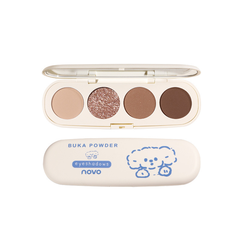 NOVO Eye Radiant Four-Color Eyeshadow matte, Fine glitter, Earth tone, long-lasting, waterproof Eyeshadow palette, multi-purpose makeup in one set Item Picture