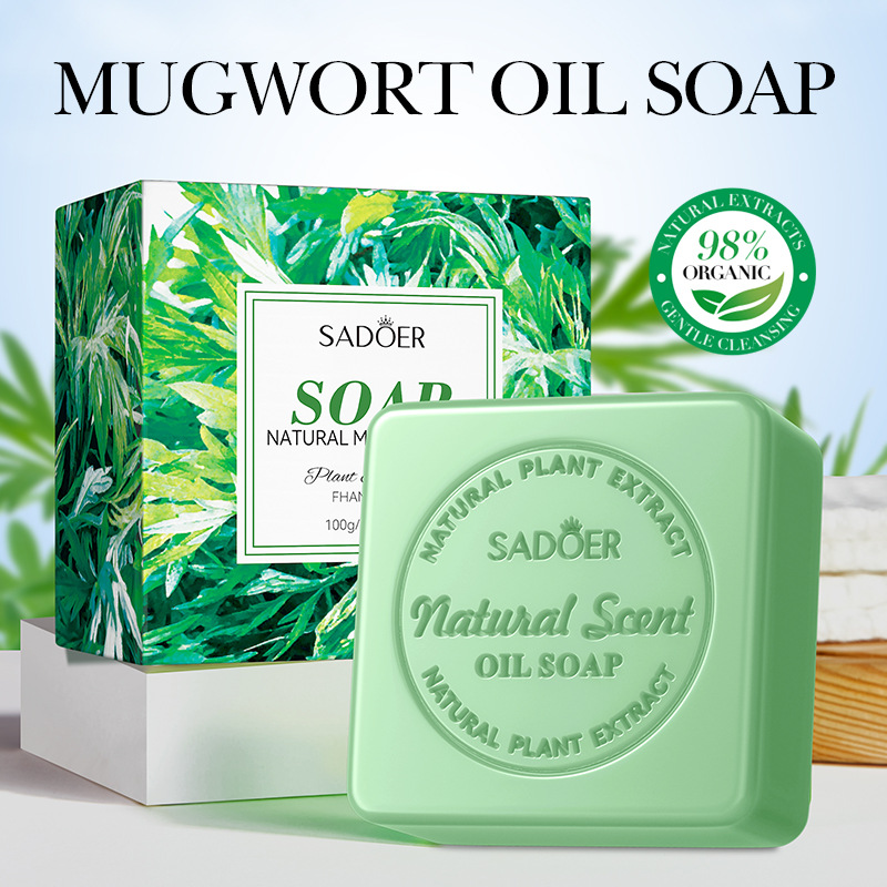 SADOER natural mugwort essential oil soap for cleansing the body, universal handmade soap, cross-border export wholesale details Picture