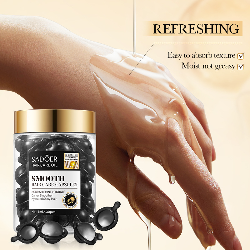 Cross-border export wholesale of SADOER Moroccan Argan oil Hazelnut Softening Hair Care Capsules and hair conditioner in full English Item Picture