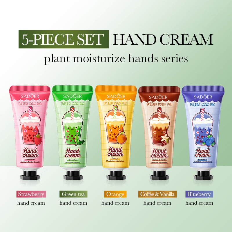 Full English SADOER milk tea Fruit Fragrance Hand Cream set for autumn and winter cross-border export wholesale Application Scenario
