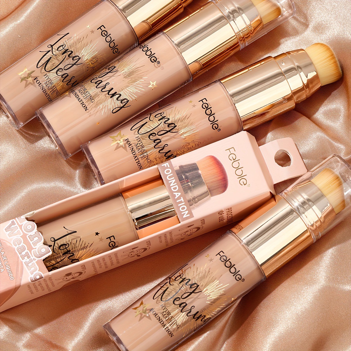 USHAS Cross-border in-stock Makeup Foundation Set: Waterproof, non-smudging, brightens Skin Tone FS449FA+B Specification drawing