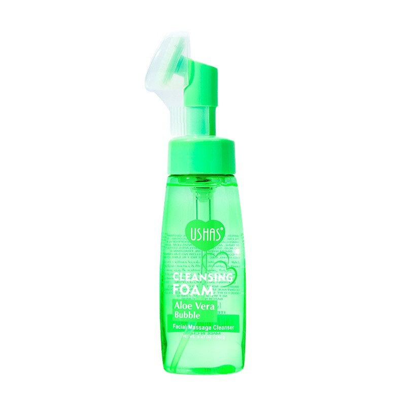 USHAS cross-border hot stock aloe vera Cleansing foam hydrating, moisturizing and cleansing face with massage brush Item Picture