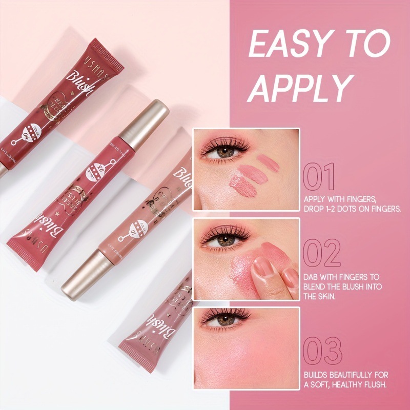 USHAS Amazon's 4-color liquid blush eyeshadow is a cross-border bestseller. It can be used for both lip and cheek contouring, with a natural, subtle and bright glow Specification drawing