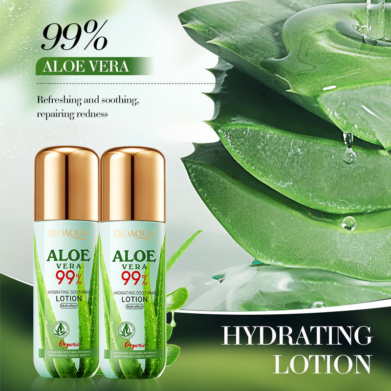 All-english BIOAOUA Aloe Vera Hydrating and Soothing Lotion Moisturizing and Firming Skin Lotion Cross-border export wholesale Specification drawing