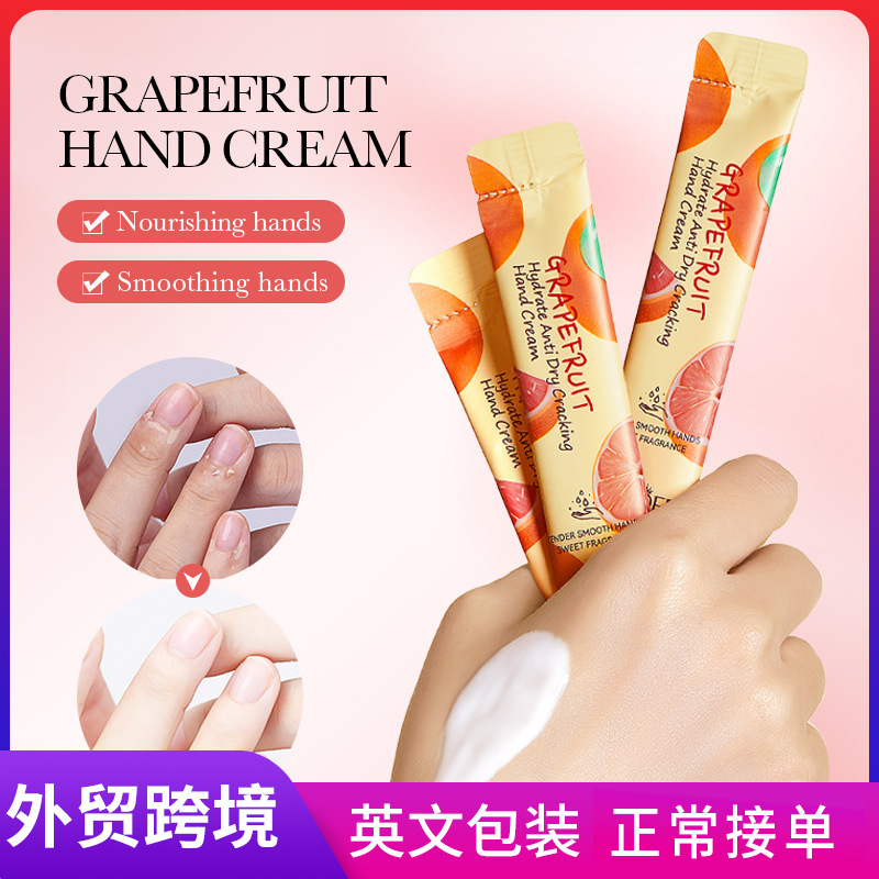 Cross-border wholesale of SADOER Grapefruit Hydrating Anti-Cracking Hand Cream for autumn and winter in strips full figure