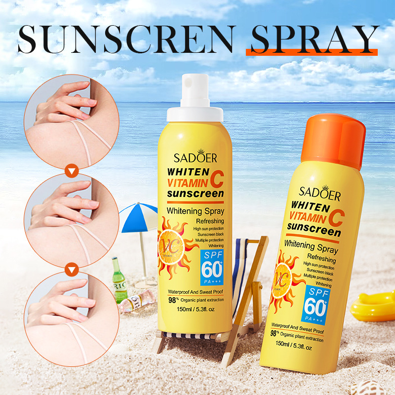 Cross-border wholesale of SADOER Vitamin C Sunscreen Whitening Spray and UV Protection Sunscreen spray in full English full figure