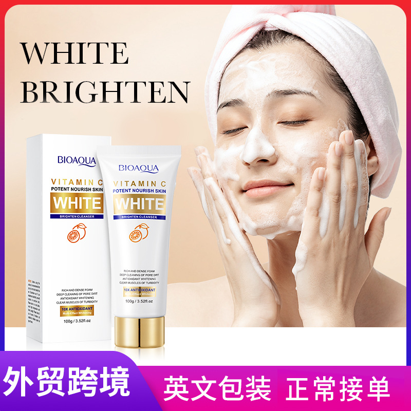 All-english BIOAOUA Vitamin C Whitening and Brightening Facial cleanser Cross-border wholesale full figure