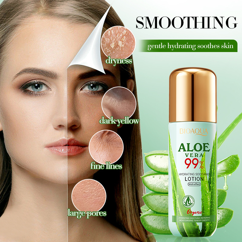 All-english BIOAOUA Aloe Vera Hydrating and Soothing Lotion Moisturizing and Firming Skin Lotion Cross-border export wholesale details Picture