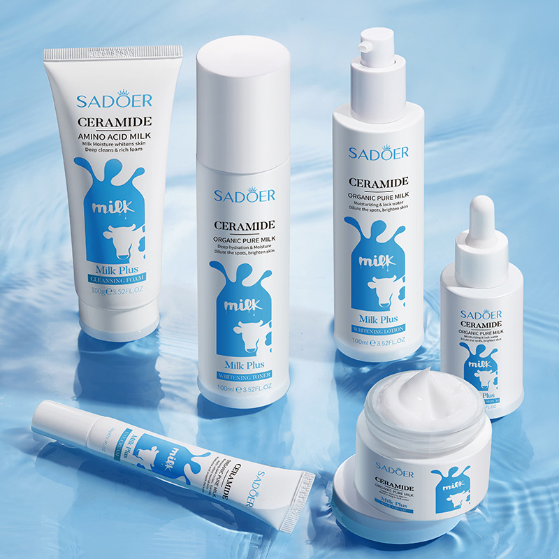Cross-border export wholesale of SADOER ceramide Milk Whitening Six-piece Set Moisturizing Skin Care Set in full English Specification drawing