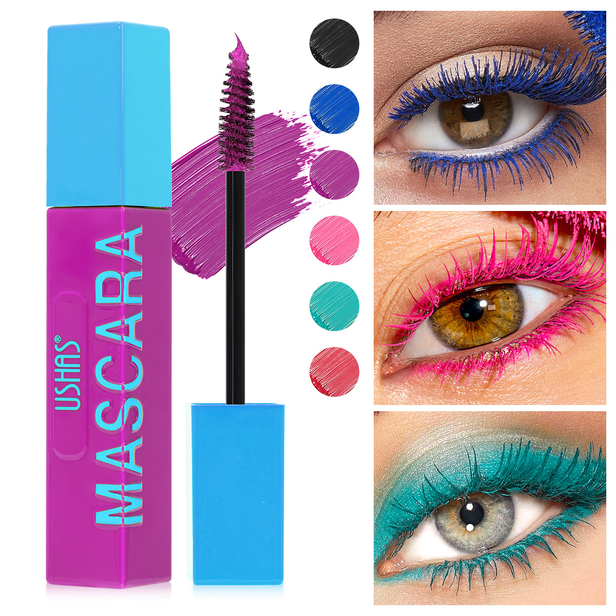 USHAS European and American cross-border stock mascara: Thick, slender, natural six-color non-smudging mascara UC035 details Picture