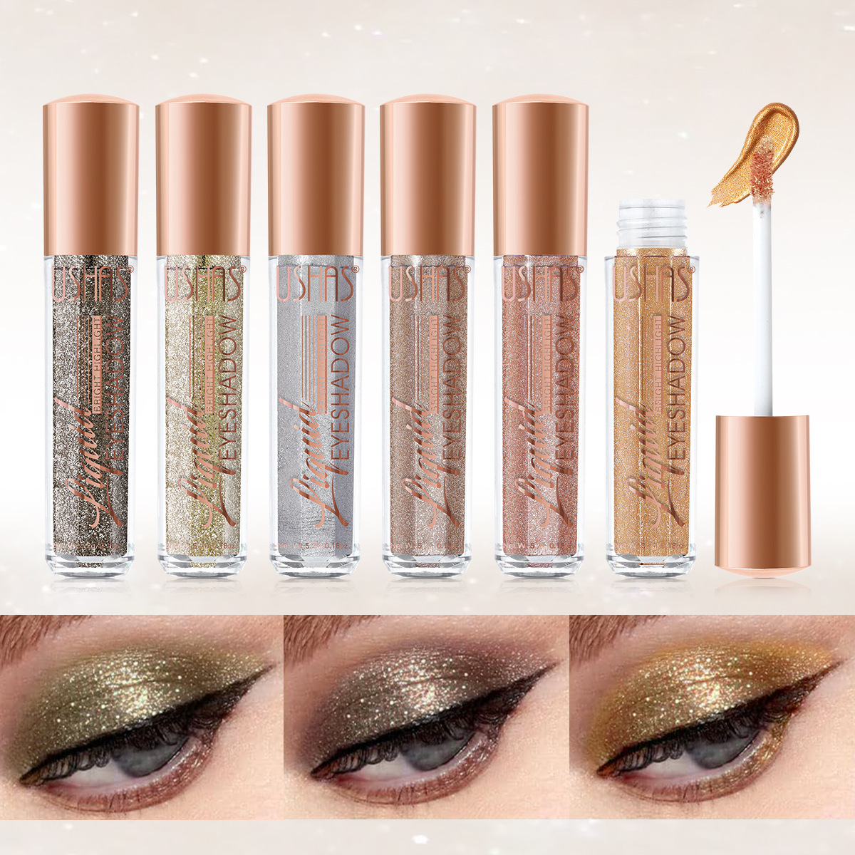 USHAS cross-border stock liquid pearlescent eyeshadow from Europe and America: Waterproof, non-smudging, glitter powder, eye color brightening, LG193 full figure