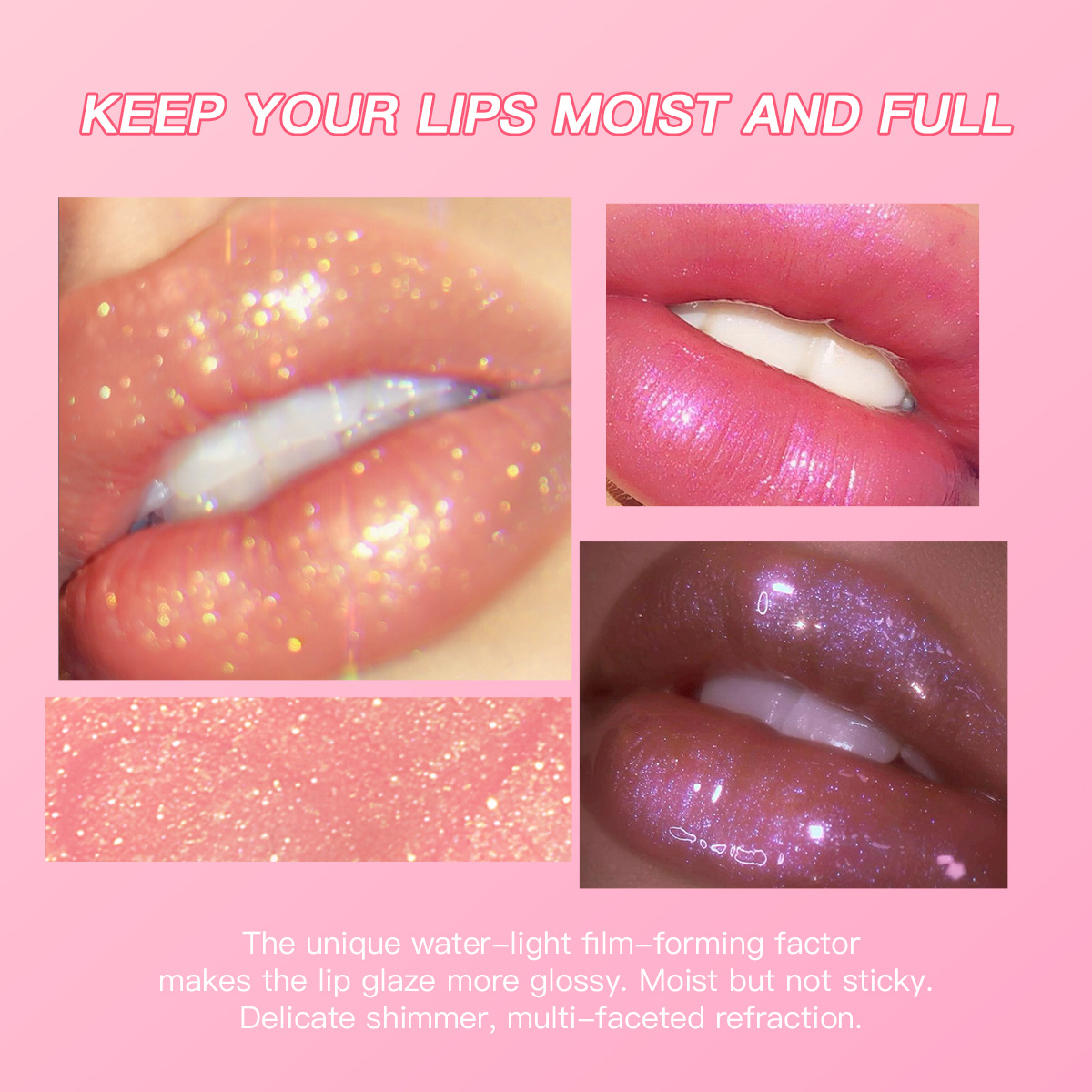 USHAS Cross-border in-stock bestseller Amazon Flash Pearl Lip Gloss Waterproof Moisturizing Lip Oil UC084 details Picture