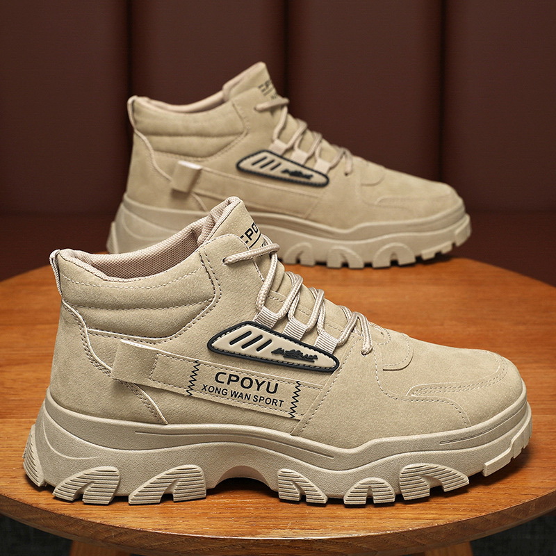 Spring men's shoes, high-heeled workwear shoes, men's trendy and versatile thick-soled anti-slip work safety shoes, Martin boots for men details Picture