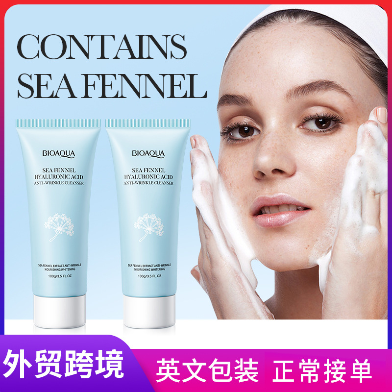 All-english BIOAOUA Sea fennel Hyaluronic Acid Anti-Wrinkle Facial cleanser Cross-border wholesale full figure