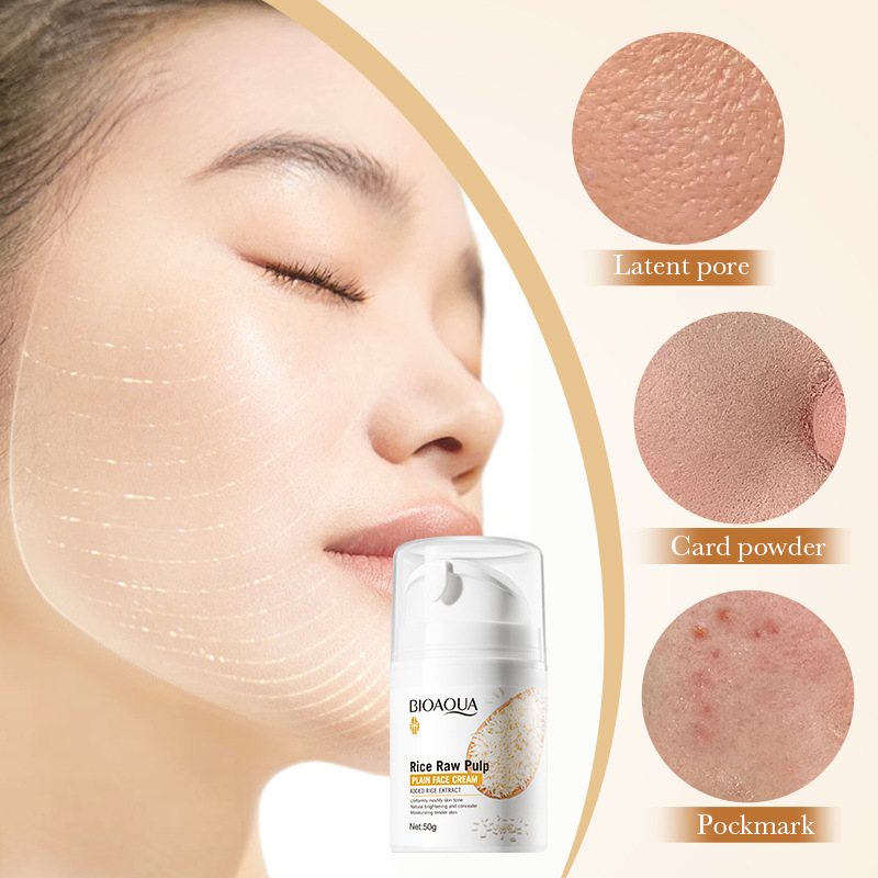 Full English: BIOAOUA Rice Puree Natural Beauty Cream, Brightening and rejuvenating Skin Cream, cross-border export wholesale details Picture