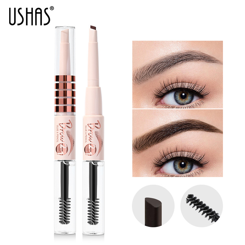 USHAS European and American cross-border stock eyebrow pencil + eyebrow glue combination: Waterproof, long-lasting, no smudging, no fading EB026-MIX full figure
