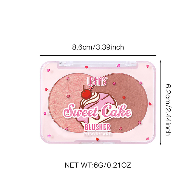 USHAS cross-border stock blush from Europe and America is light, fine, long-lasting waterproof, and can enhance your complexion naturally. UF055 Item Picture