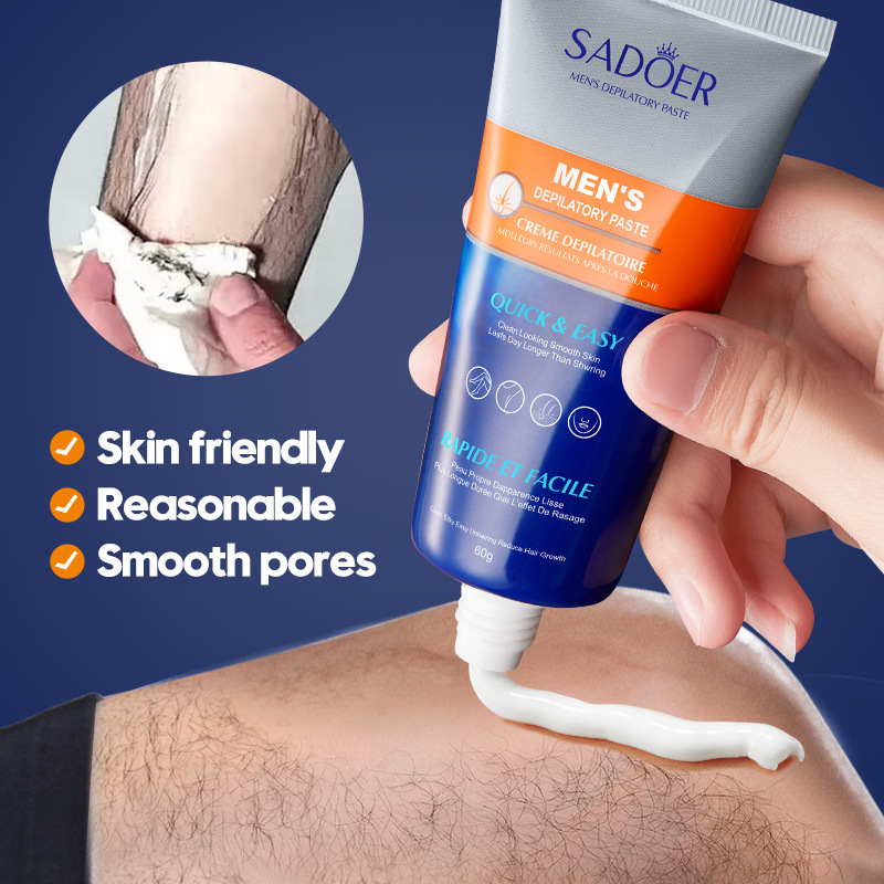 SADOER men's hair removal cream in English is gentle, non-irritating and painless. Cross-border wholesale of underarm and leg hair removal cream Application Scenario