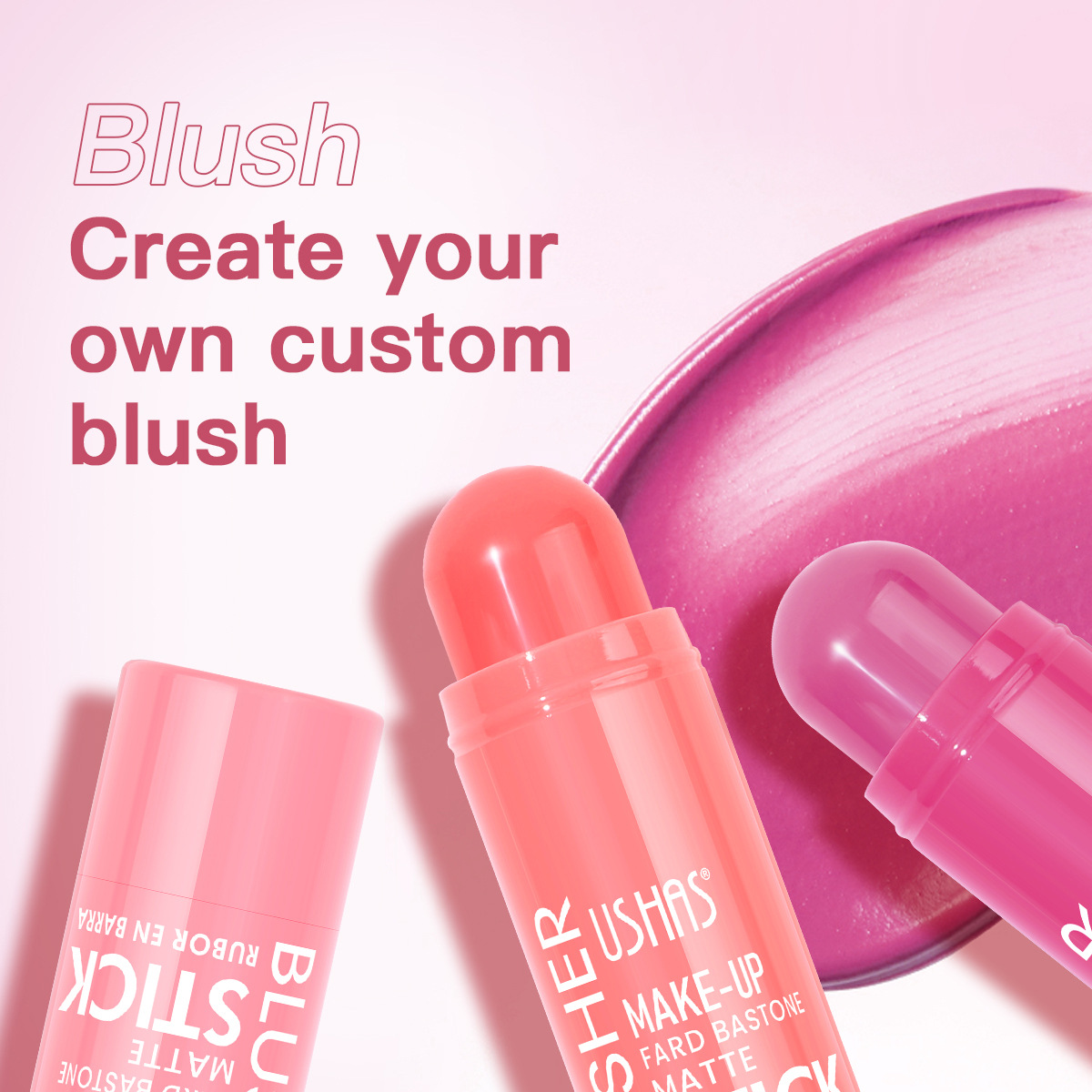 USHAS Beauty Cross-border Bestseller, natural and portable color Blush stick wholesale UC144 Specification drawing