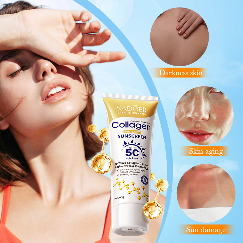 All-english bone collagen whitening sunscreen SADOER anti-wrinkle and UV-blocking Sunscreen lotion cross-border export wholesale details Picture