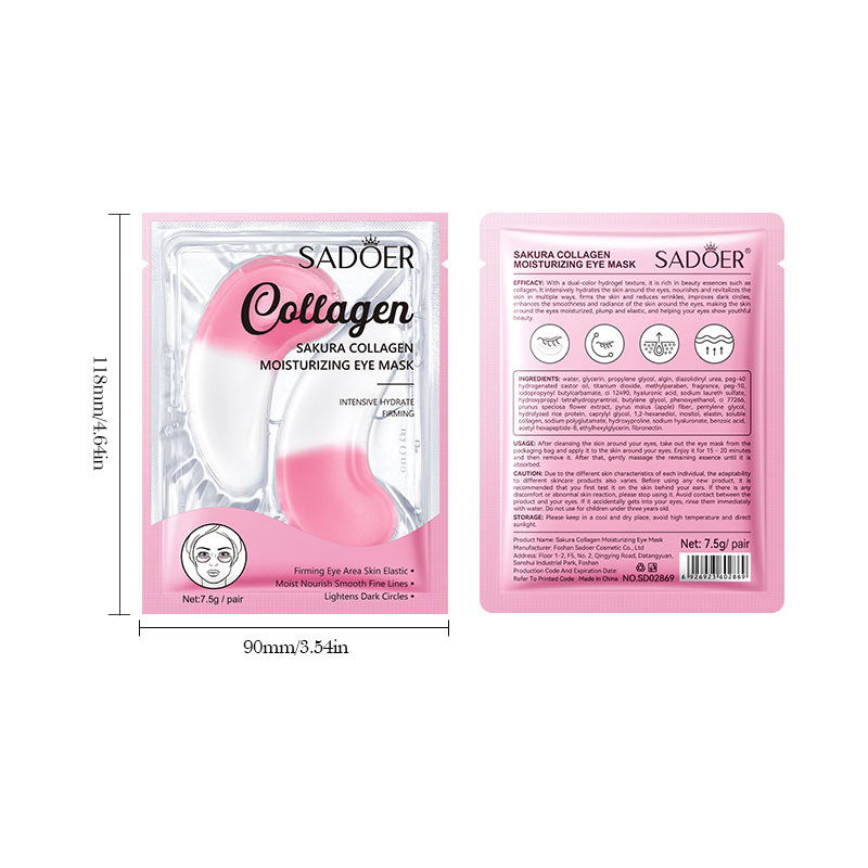 Cross-border Collagen Eye Mask 7.5g/ Pair Cherry Blossom Moisturizing and Nourishing Eye Mask Patch wholesale from foreign trade manufacturer Item Picture