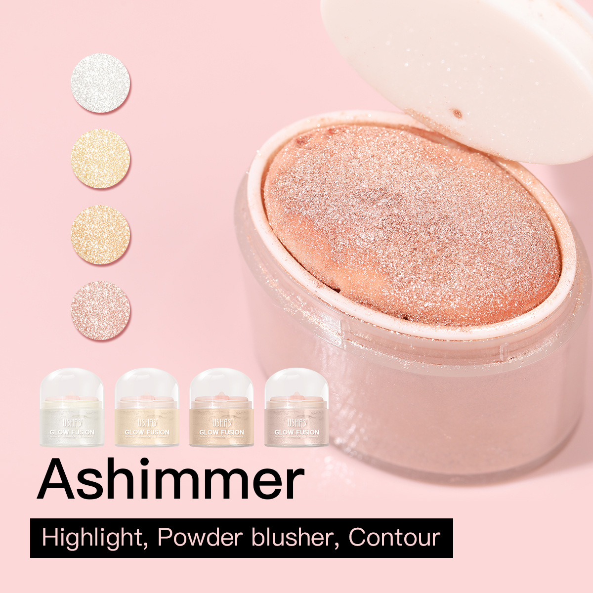 USHAS European and American cross-border stock high-gloss loose powder, glitter powder, Natural three-dimensional, waterproof, body brightening, Skin tone UF085 details Picture