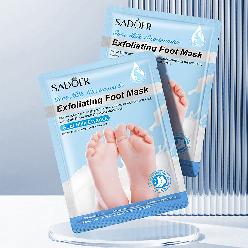 Cross-border export wholesale of all-English SADOER foot mask, goat milk nicotinamide hydrating and moisturizing Lavender foot mask details Picture