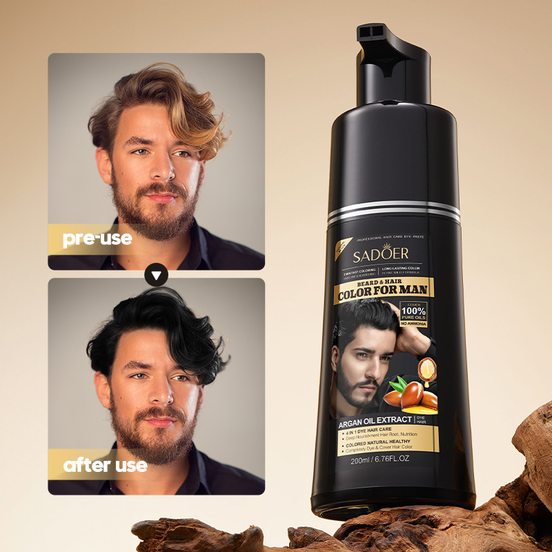 Cross-border export wholesale of SADOER men's gentle care cream and hair dye cream in full English details Picture