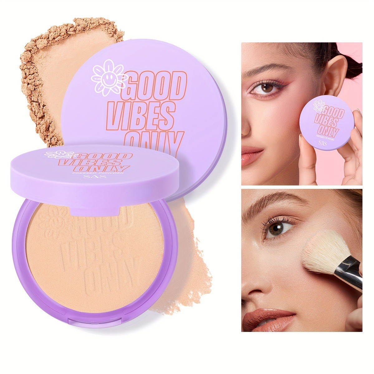 USHAS European and American cross-border stock powder compact, matte finish, concealer, oil-control, dry and wet dual-purpose, waterproof and sweat-proof SAF031A full figure