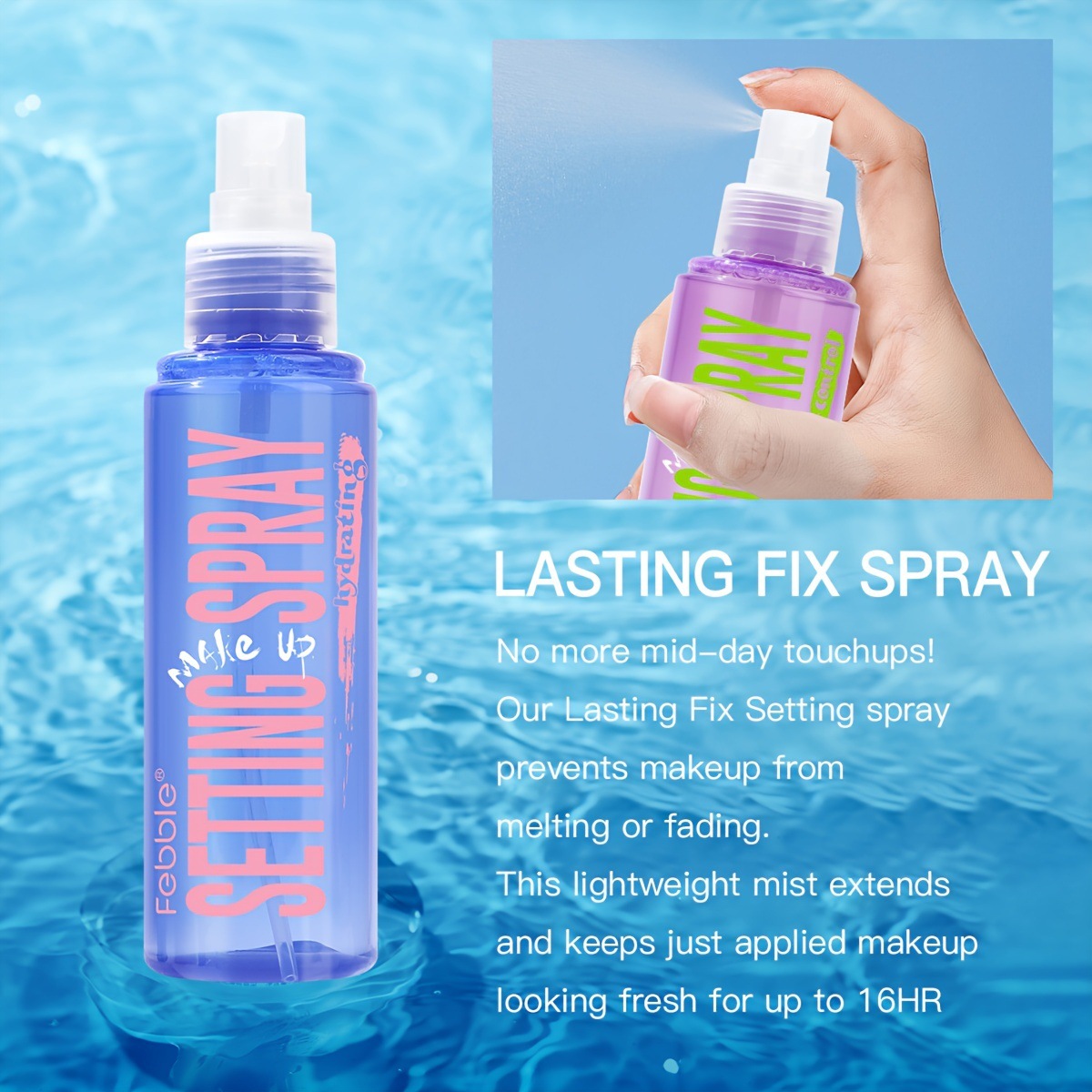 USHAS cross-border stock Setting Spray for Europe and America: Long-lasting Waterproof, sweat-proof, oil-control and non-smudging FBC016 details Picture