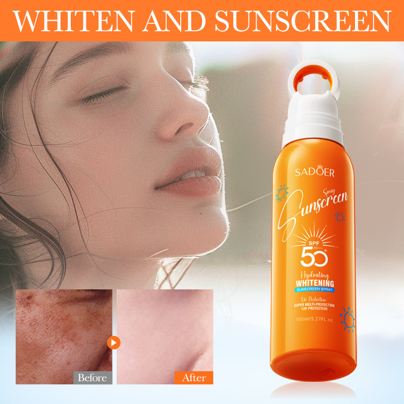 Cross-border export wholesale of SADOER Whitening Hydrating Sunscreen Spray, Isolation Cream and Nourishing Sunscreen Lotion in full English details Picture