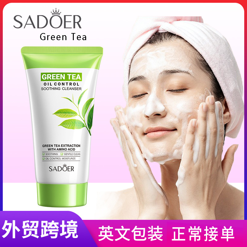 Cross-border wholesale of all-English SADOER Green Tea oil-control Facial cleanser full figure