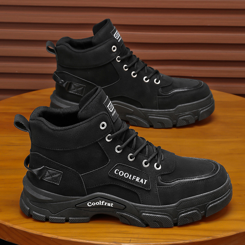 New men's shoes for autumn: High-top Dr. Martens boots, men's trendy and versatile thick-soled anti-slip work shoes, ankle boots, casual work shoes Specification drawing