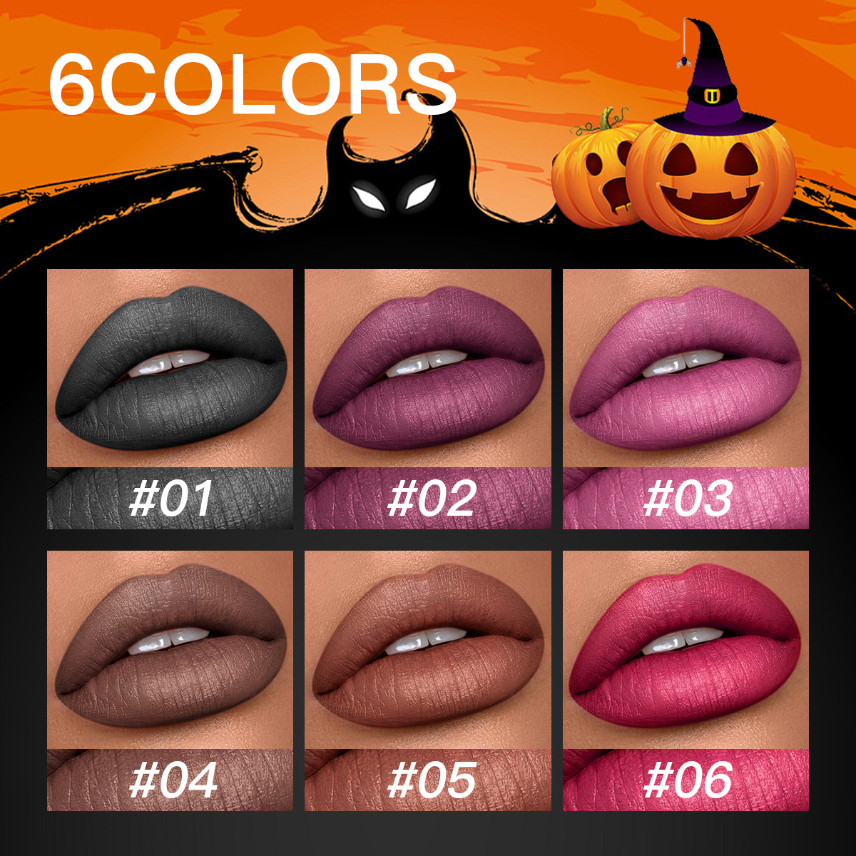 USHAS Cross-border Amazon export Halloween Lipstick, waterproof and long-lasting matte lipstick, makeup lip gloss details Picture